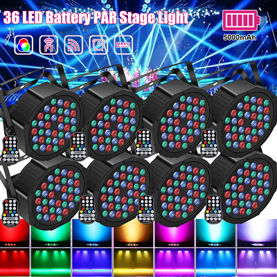 36 LED PAR Scheinwerfer Akku Wiederaufladbar RGB DMX Disco Wash Bühnenlicht