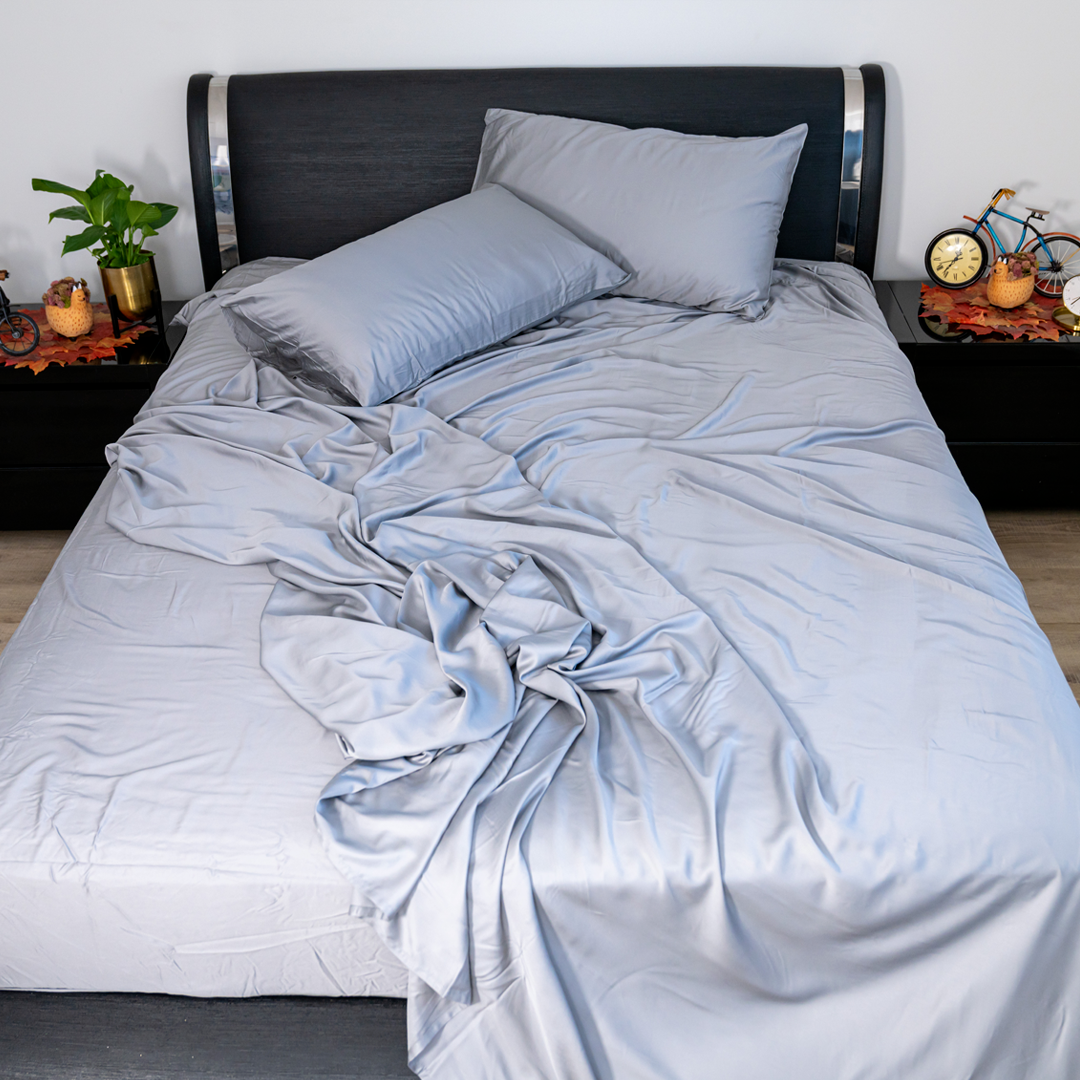 Lyocell Tencel Bedding Set Grey Soft Smooth Silky Cooling Bedsheets