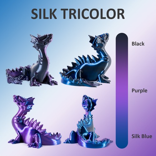 GEEETECH Drukarka 3D Filament Silk PLA Niebieski + Fioletowy + Czarny 3 kolory Gradient 1KG - Zdjęcie 3 z 7