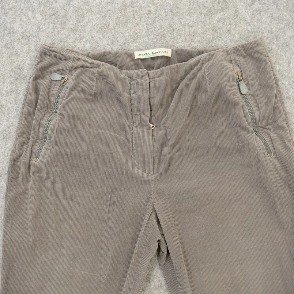 Pantalones Balenciaga Paris Mujer 10 Gris 42 Pana Tiro Medio Cremallera Mosca Cremallera Tobillo Foto 4 de 4