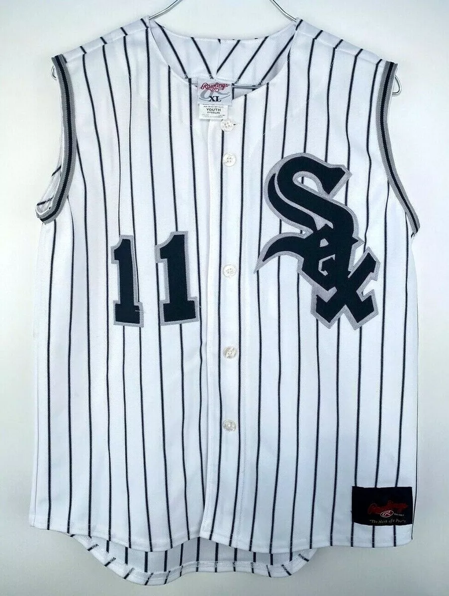 Vintage Rawlings Chicago White Sox Jersey Youth Size XL Cut Off Pinstripe