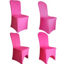 Time to Sparkle 1 - 100 PCS Pink Arched/Flat Front Chair Covers Stretch Cover