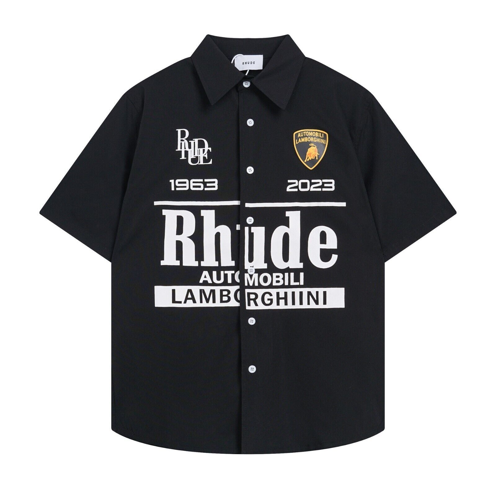 RHUDE Cotton Lapel Short Sleeve Shirt for Men and Women S-XL