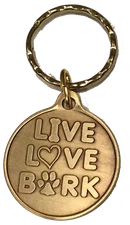 Live Love Bark Dog Bone Pet Heart Bronze Keychain Paw Print Design