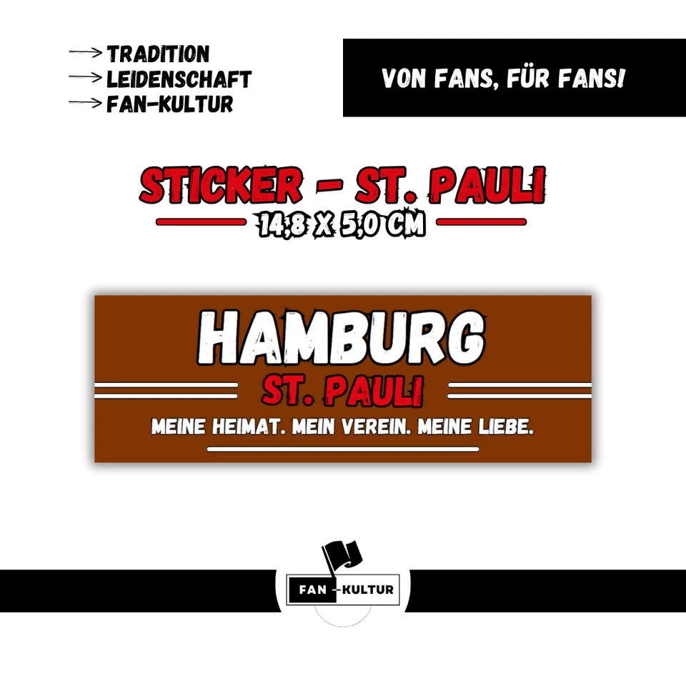 100x St. Pauli Aufkleber/ Sticker 'Hamburg'/ Fanartikel/ 14,8x5,0 cm/ wetterfest - Bild 2 von 2