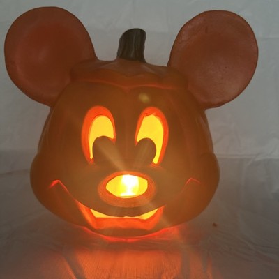 Vintage Disney Halloween Mickey Mouse Jack O Lantern Foam Light Up Pumpkin Works