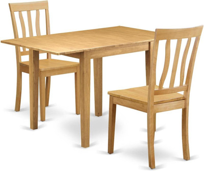 3-Piece Oak Dining Set with Dropleaf Table & 2 Wooden Chairs, 30x48 Inch