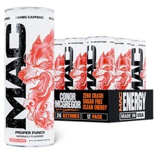 Sugar Free Energy Drink - Proper Punch Flavor, Boost Energy Focus, 12 Pack