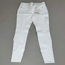 SAMSHIELD Clara Premium Knee Grip Equestrian Pants Women's Sz US 26 White Blazon