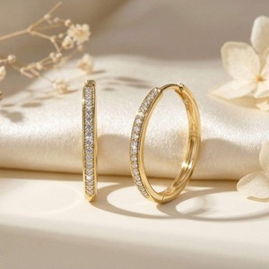 Authentic Round Hoop 20mm Gold Plated Earrings With Certified Austrian Crystals