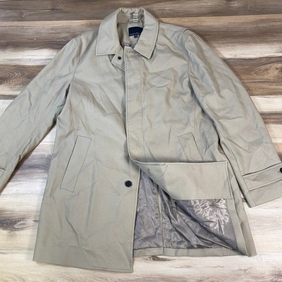 Banana Republic Mac Coat Mens L Minimalist Cotton Blend Classic Tan Khaki