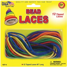 Pepperell Braiding Bead Laces 45" 12/Pkg-Assorted Colors