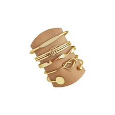 Golden Bangle Bracelets Set for Women, 14k Gold-Plated Multi Layer Stackable ...