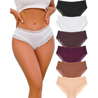 Damen Unterwäsche Baumwolle 6er-Pack Höschen Boy-Shorts Baumwollunterwäsche