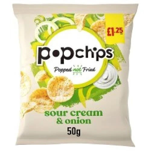 16 x 50g Popchips Sour Cream & Onion Flavour Popped Potato Chips PM £1.25 - Picture 1 of 4