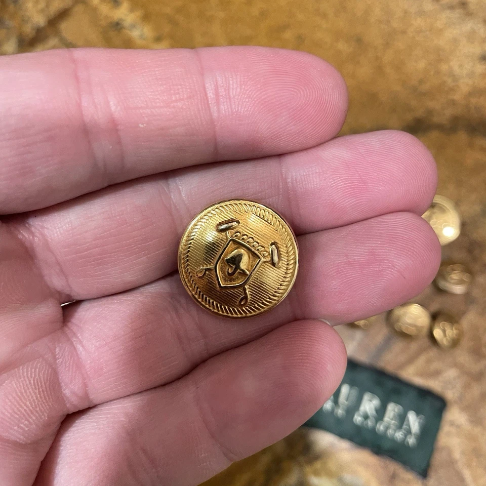 Ralph Lauren Brass USA Gold Blazer Lot 10 Replacement Buttons Set Suit shield - Image 3 of 4