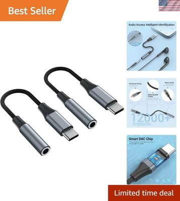 High-Resolution USB-C to 3.5mm Audio Adapter, 2-Pack - Crystal Clear Sound