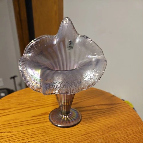 VTG Fenton Art Glass Violet Satin 7" Jack-in-the-Pulpit Vase
