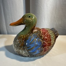 Colorful Hand painted Ceramic Duck Figurine