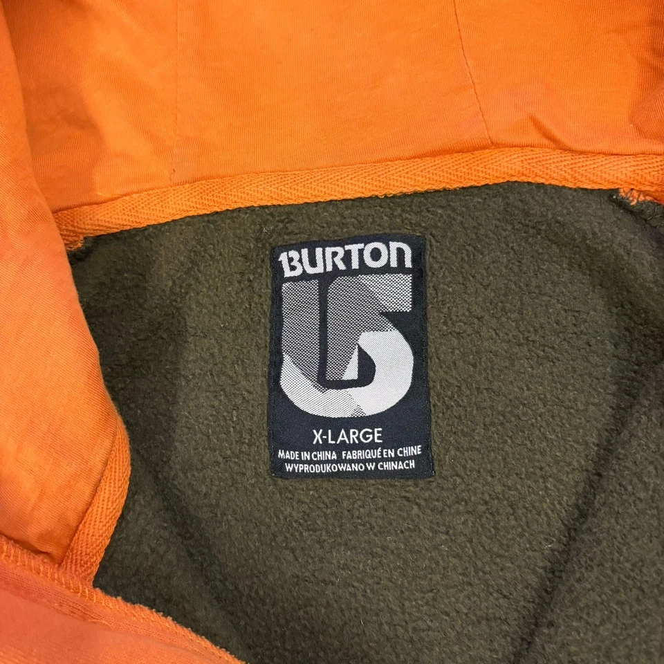 Vintage Burton Snowboard Zip Up Hoodie Mens Size Xl Orange Grey  - Image 4 of 4