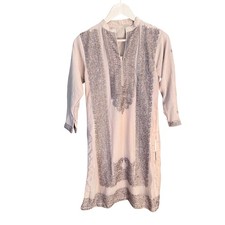 Tan kurta Indian Pakistani tunic with heavy embellishment formal wear