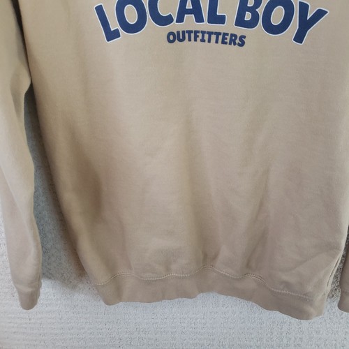 Local Boy Outfitters Graphic Fleece Hoodie Men's S Twisted Dog Logo Beige EUC - Picture 9 of 17