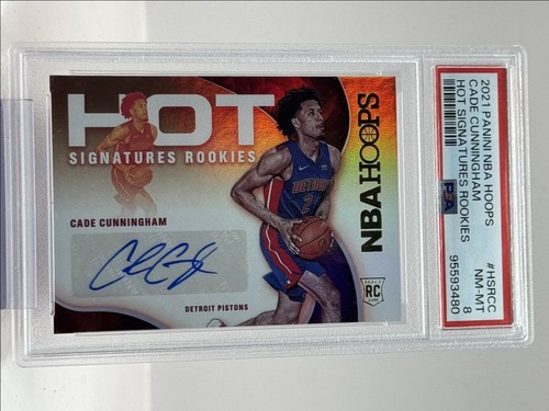 CADE CUNNINGHAM 2021-22 NBA HOOPS HOT SIGNATURES ROOKIES RC AUTO PSA 8 Q3981