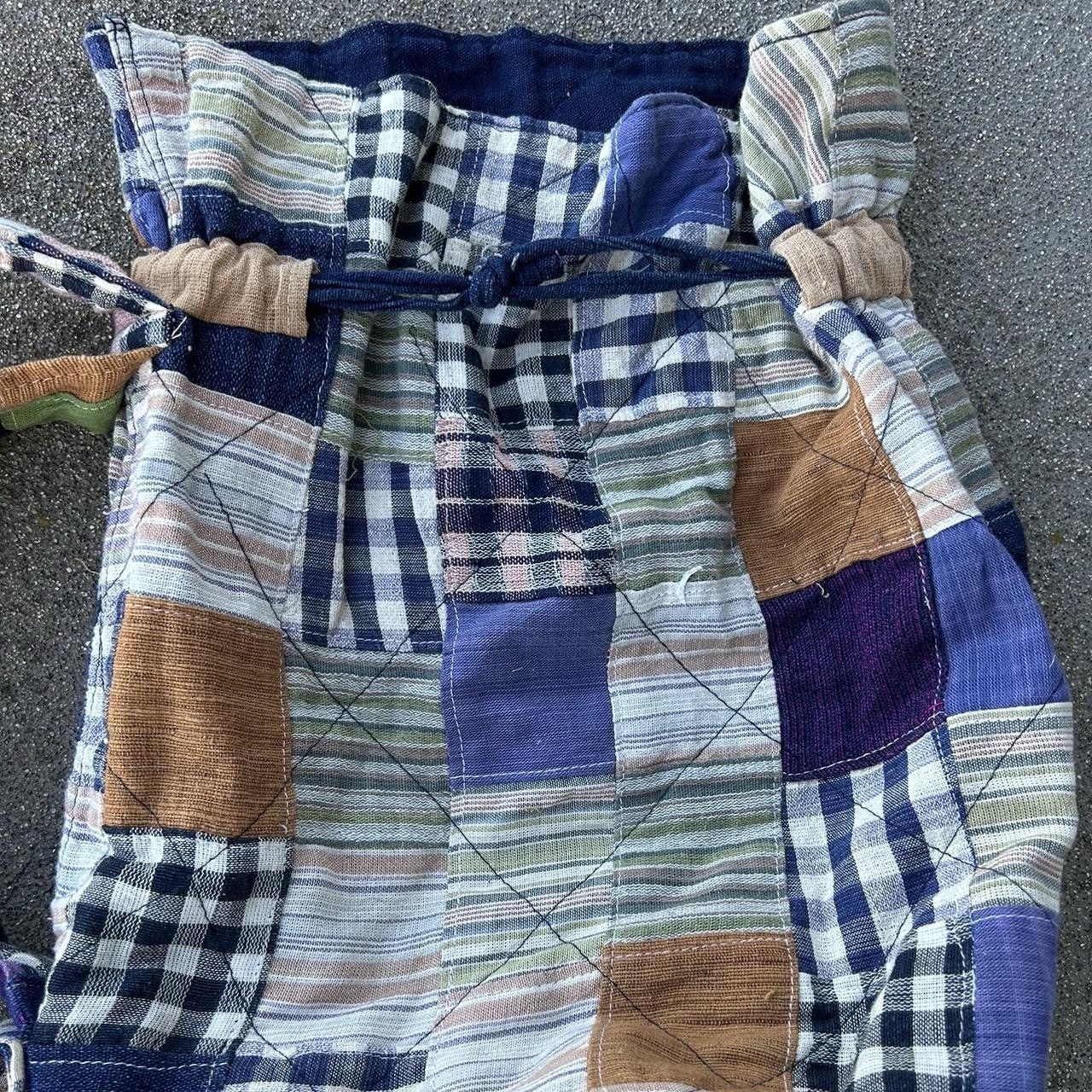 Unique Handmade Fabric Patchwork Drawstring Bag S… - image 2