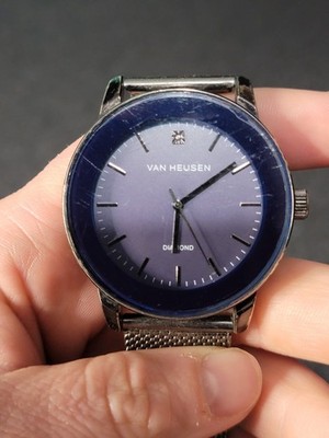 Van Heusen Men's Genuine Diamond Collection Watch Metal Mesh Band