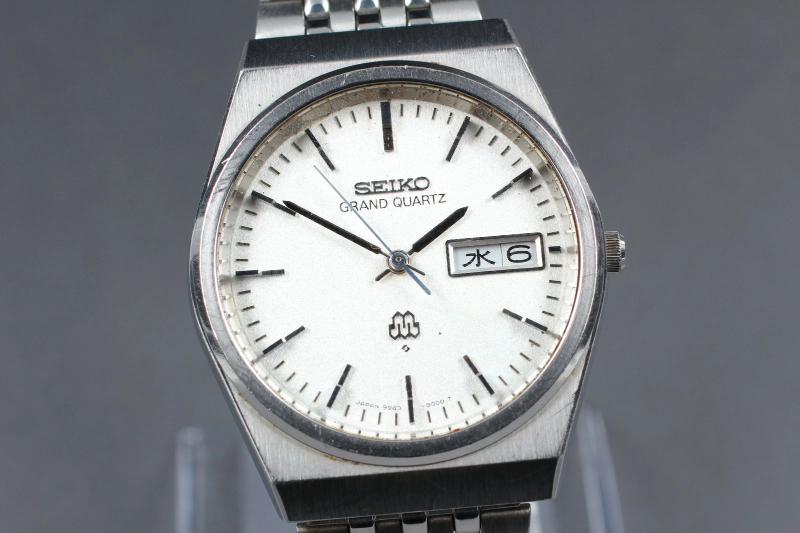 [Exc+5] Vintage Seiko Grand Quartz 9943-8000 Silver Men's Watch From JAPAN