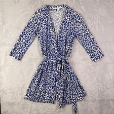 Diane Von Furestenberg Wrap Dress Size 6 Blue Hearts/Shamrocks Blue Mini Cotton