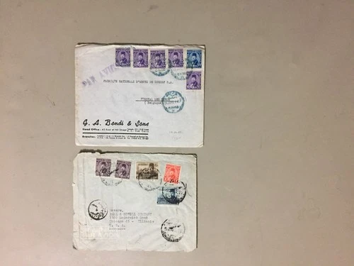 Two '40 Egypt AIR MAIL covers with 11 stamps