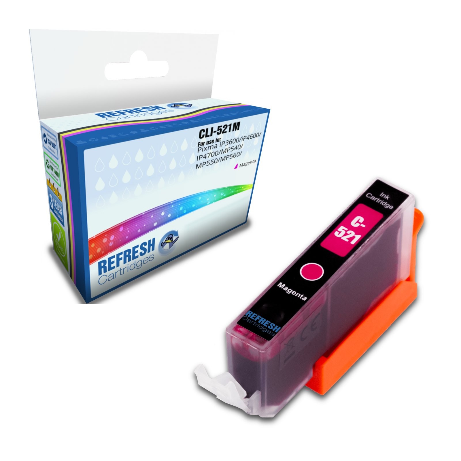 Refresh Cartridges Magenta CLI-521M Ink Compatible With Canon Printers