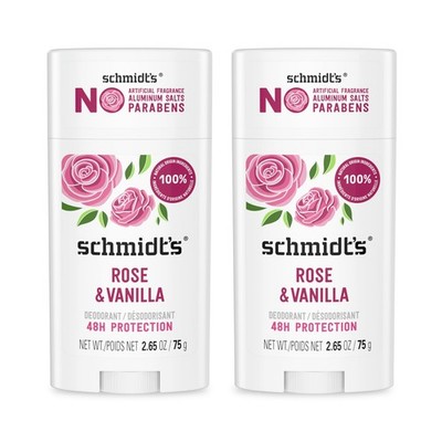 Aluminum-Free Vegan Deodorant Rose & Vanilla with 24 Hour Odor Protection 2 C...