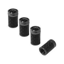 4 PCS Car Tire Valve Stem Caps, Leakproof Auto Rim Wheel Carbon Fiber, Black
