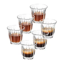 MHW-3BOMBER Shot Glasses Set of 6 Small Glass Cups 3OZ Latte Glasses for Espr...