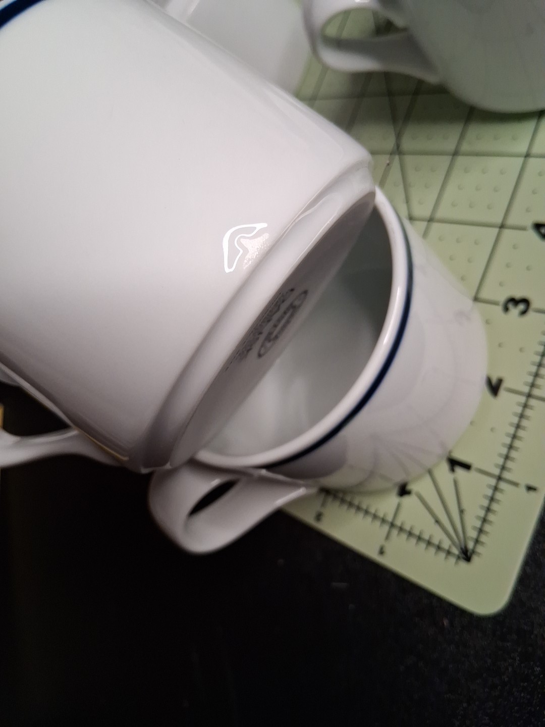 Set of 3 Dansk BISTRO Christianshavn Blue Stripe Cups and Sugar Bowl with Lid