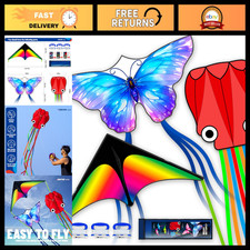 3 Piece Kite Set - Easy to Fly Butterfly, Octopus Rainbow Kites for Kids Adu