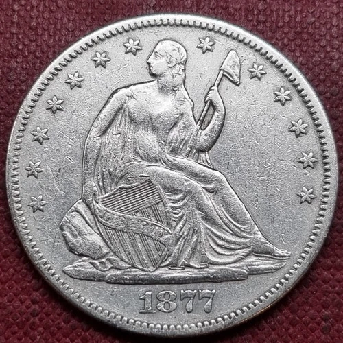 1877 Seated Liberty Half Dollar 50c XF - AU #98333