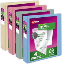 Durable View 3 Ring Binders, 1.5 Inch Slant Rings, 375-Sheet Capacity, Assorted
