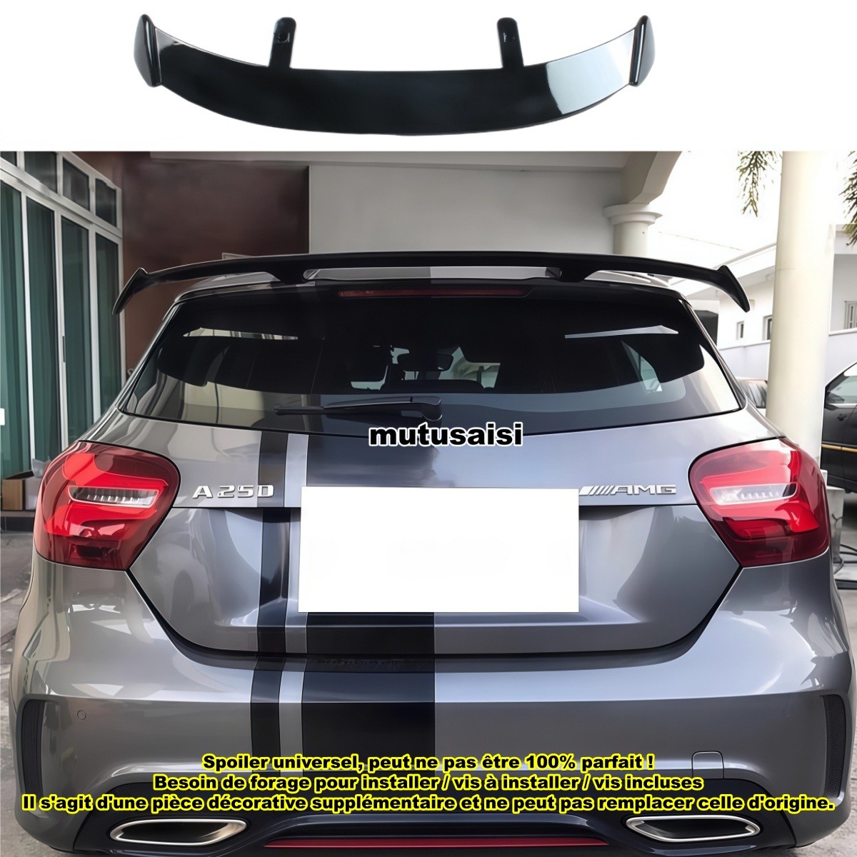 Aileron Spoiler Toit Mercedes Classe A W176 A160 A180 A200 A45 Becquet Arrière Noir