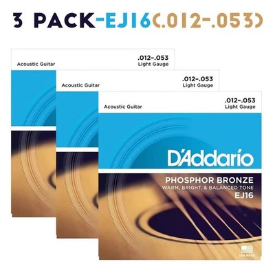 3X DAddario EJ16 Westerngitarre Gitarren Saiten Gitarrensaiten 012-053,6 Saiten