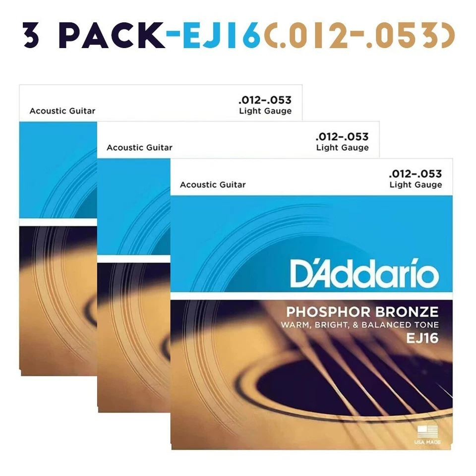 DA DDARIO 3X DAddario EJ16 Westerngitarre Gitarren Saiten Gitarrensaiten 012-053,6 Saiten