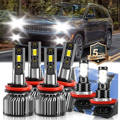 For Jeep Grand Cherokee 2018-2021 LED Headlight Combo + Fog Light Bulb 26000LM