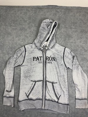 J. America Hoodie Sweatshirt Mens M Gray Full Zip Fleece Patron XO Cafe Graphic
