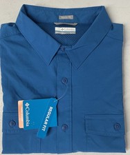 Columbia Men's Omni-Shade Short Sleeve Shirt Outdoor Fishing BLUE Vented XL NEW