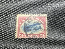 Antique c.1918 US Airmail Stamp Scott #C3 Curtis Jenny USED Fine