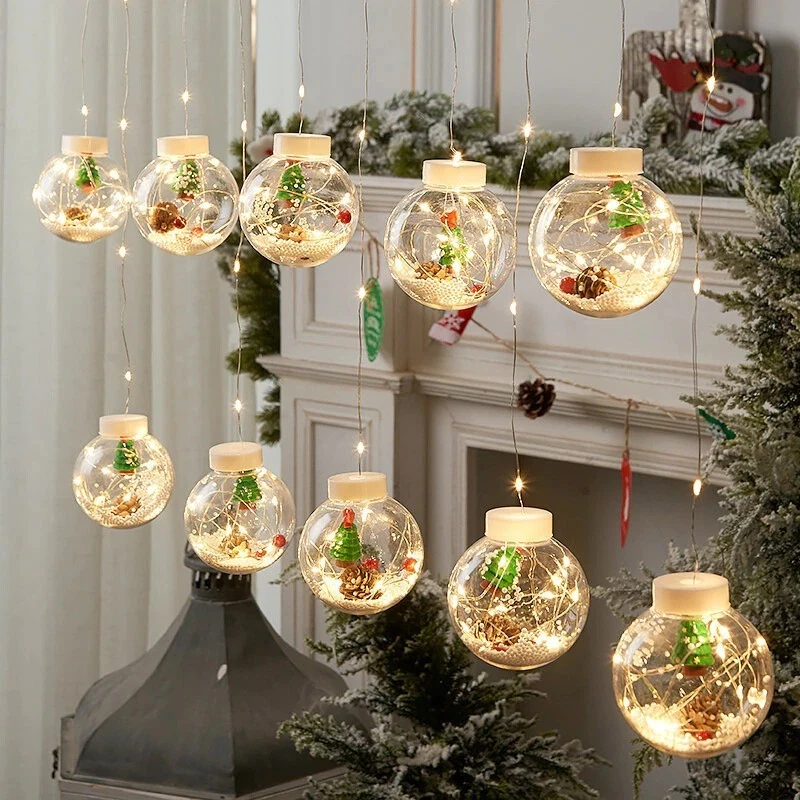 Lampada Natalizia Sospesa LED e Babbo Natale Rossa 27x27x45 cm