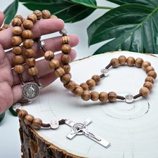 Catholic Rosary Wood Bead Saint Benedict - Pe...