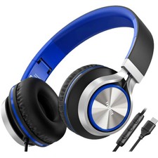 Upgraded USB Type C Wired Headphones, Foldable Over-Ear Headphones with Mic and